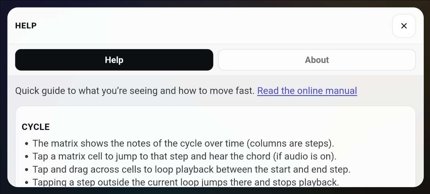 In-app Help panel