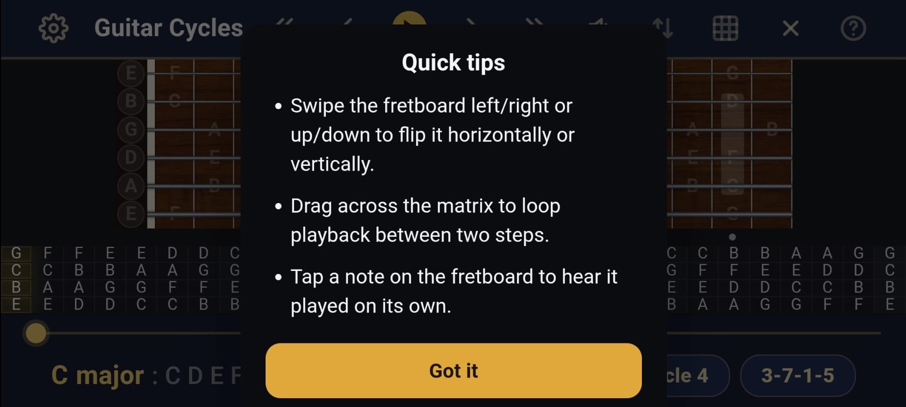 Quick tips popup